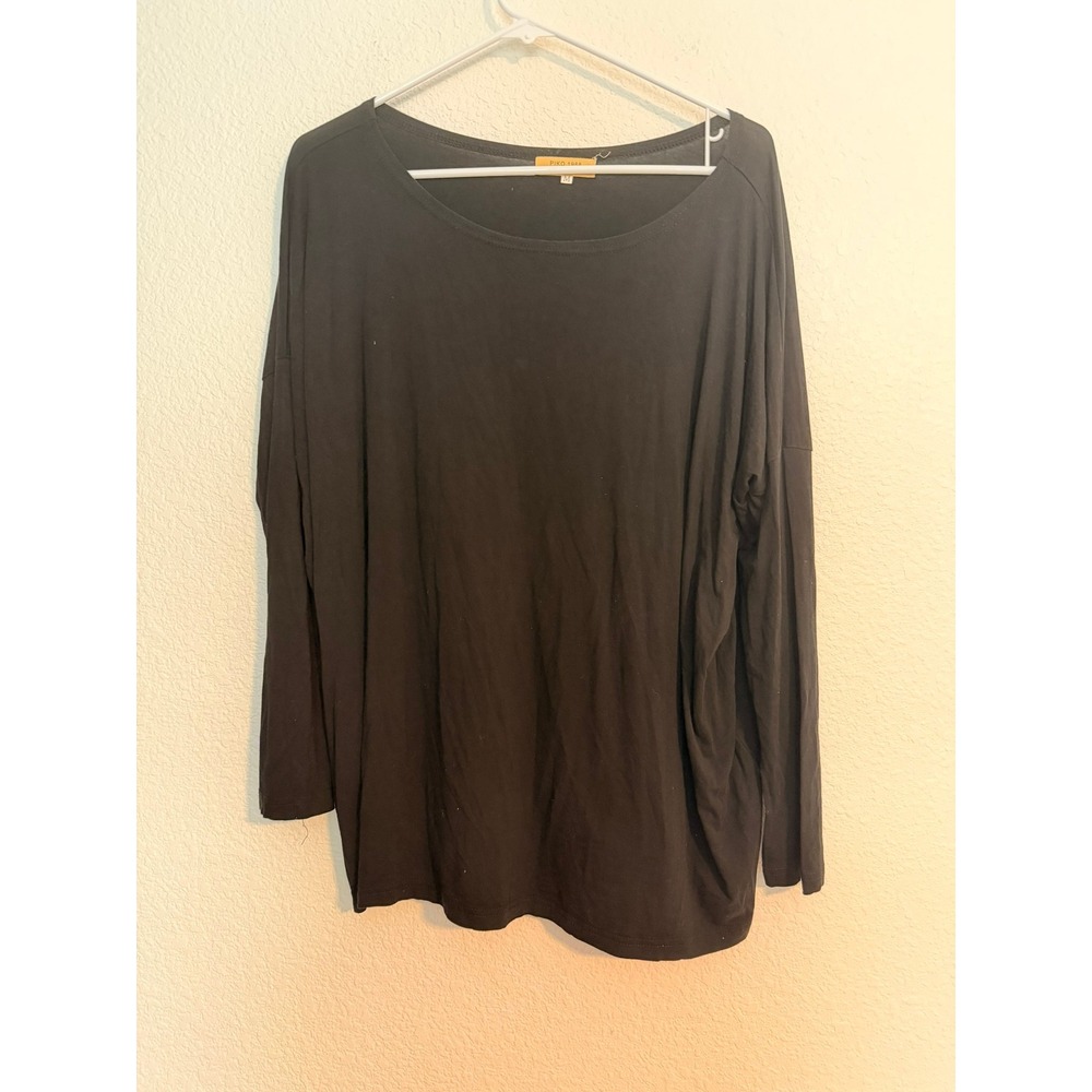 Piko 1988 Womens Black Bamboo Blend Long Sleeve Boat Neck Oversized Top M